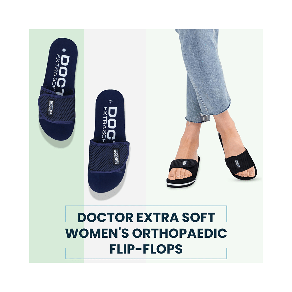 Doctor Extra Soft D 17 Orthopaedic and Diabetic Adjustable Strap Comfort Slippers for Women Black 10 - Image 5