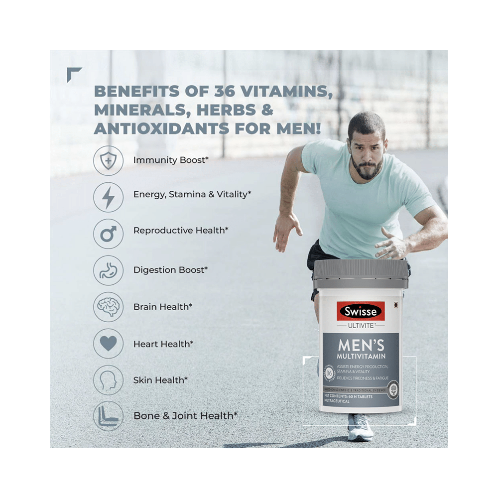 Swisse Combo Pack of Ultivite Men's Multivitamin 60 Tablet, Ultiboost Odourless 4x Strength Wild Fish Oil Concentrate 60 Capsule & Ultibiotic Daily Digestive Probiotic 30 Capsule - Image 9