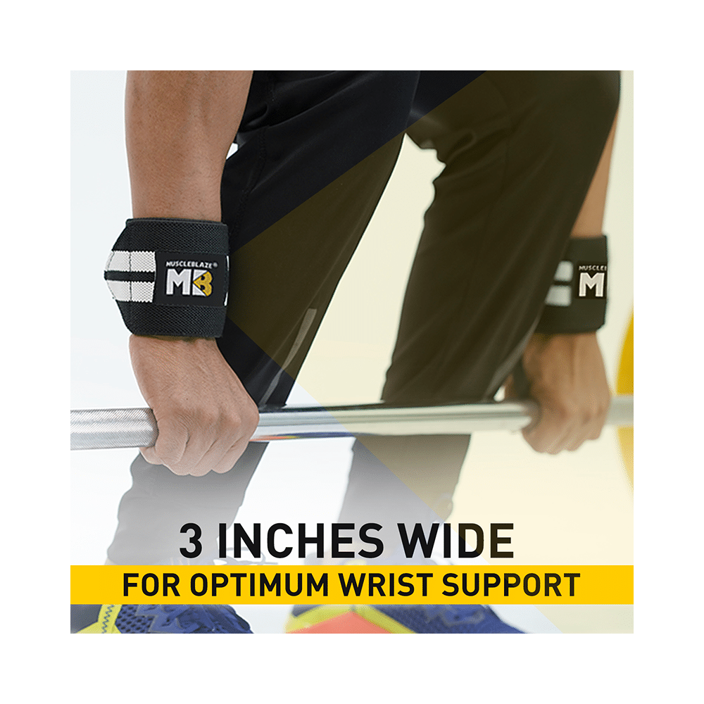 MuscleBlaze Wrist Support for Men & Women Black & White - Image 6