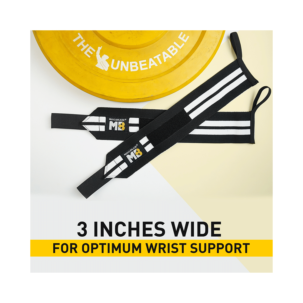 MuscleBlaze Wrist Support for Men & Women Black & White - Image 2