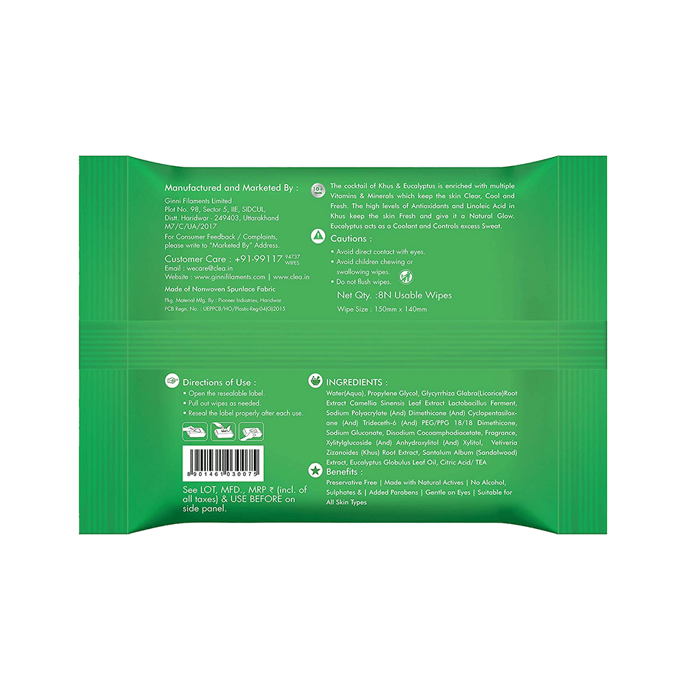 Ginni Clea Refreshing  Wipes Khus & Ecualyptus - Image 2