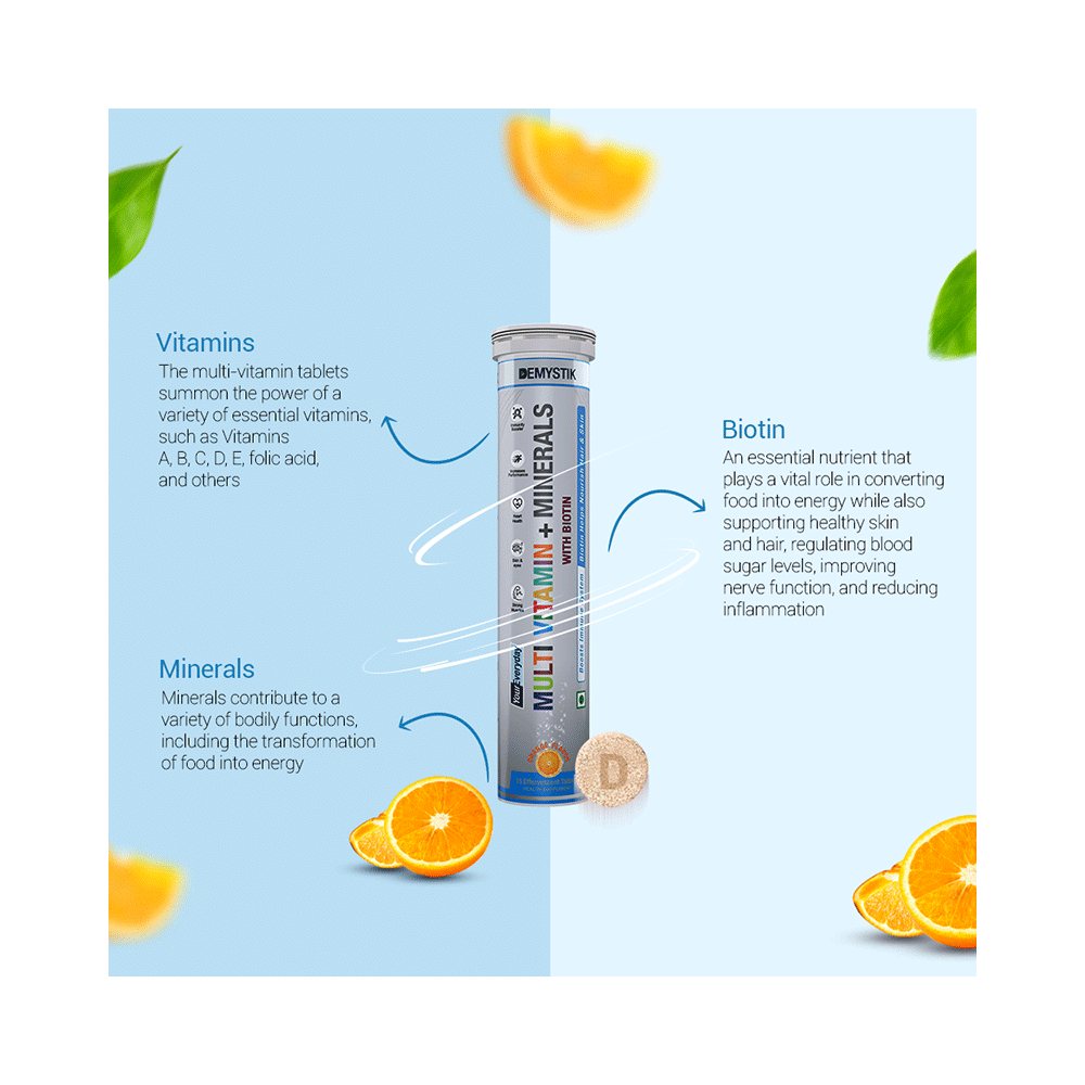 Demystik Multi Vitamin + Minerals with Biotin Effervescent Tablet Orange - Image 6