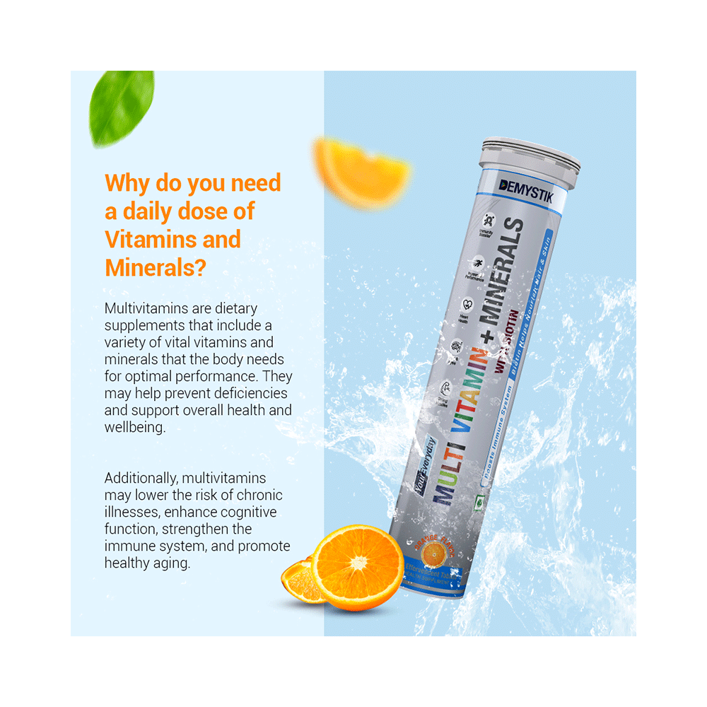 Demystik Multi Vitamin + Minerals with Biotin Effervescent Tablet Orange - Image 4