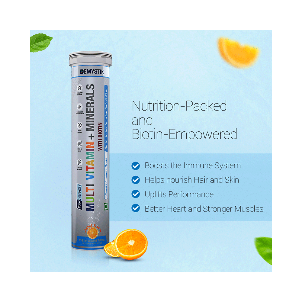Demystik Multi Vitamin + Minerals with Biotin Effervescent Tablet Orange - Image 5