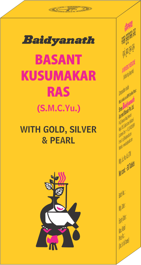 Baidyanath Basant Kusumakar Ras (S.C.M.Yu) Ayurvedic Tablet with Gold, Silver & Pearl | Maintains Blood Glucose Level - Image 1