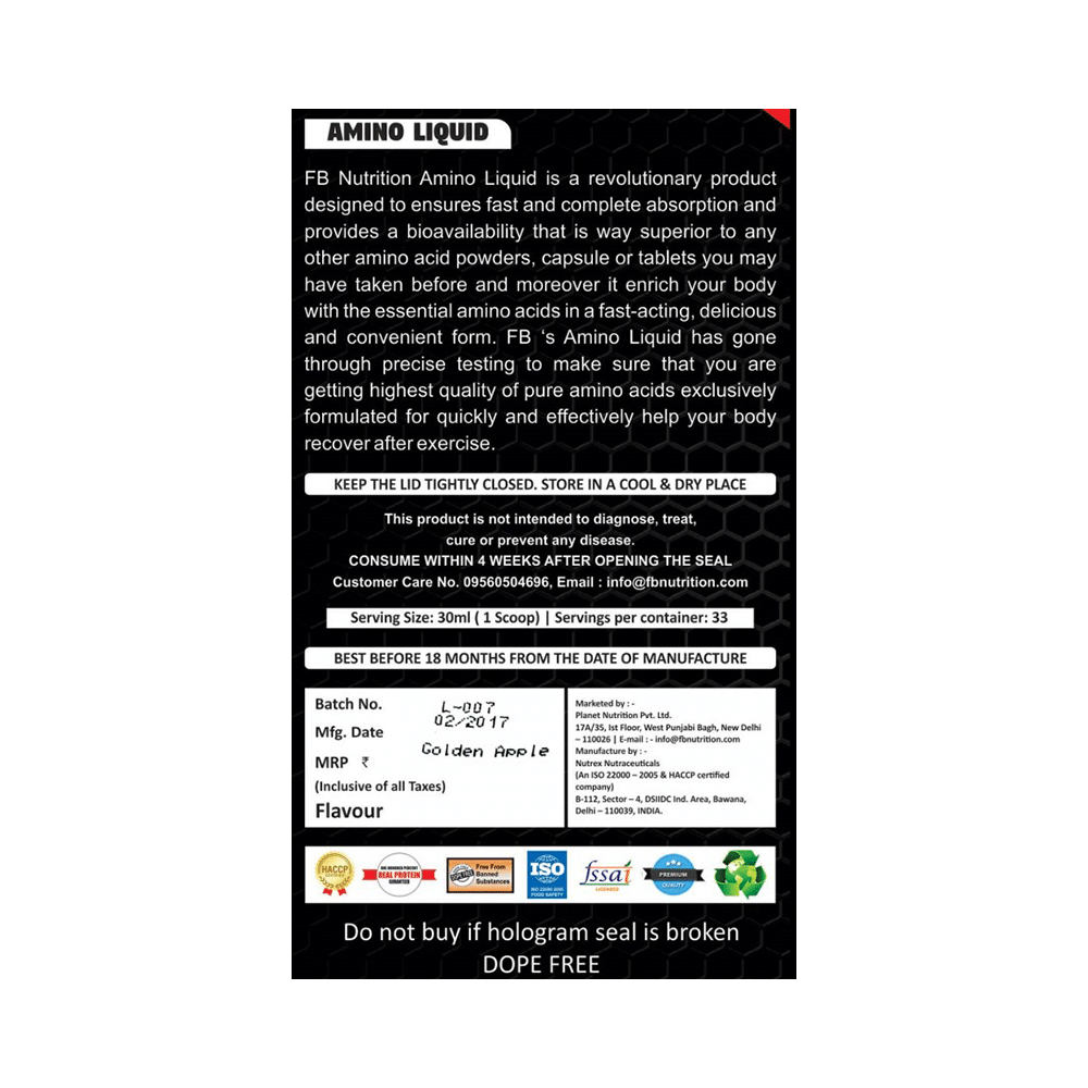 FB Nutrition Amino Liquid 5100 Golden Apple - Image 2