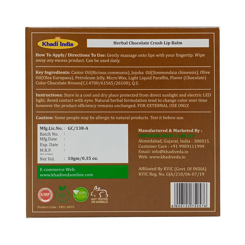Khadi Veda Chocolate Crush Lip Balm - Image 2