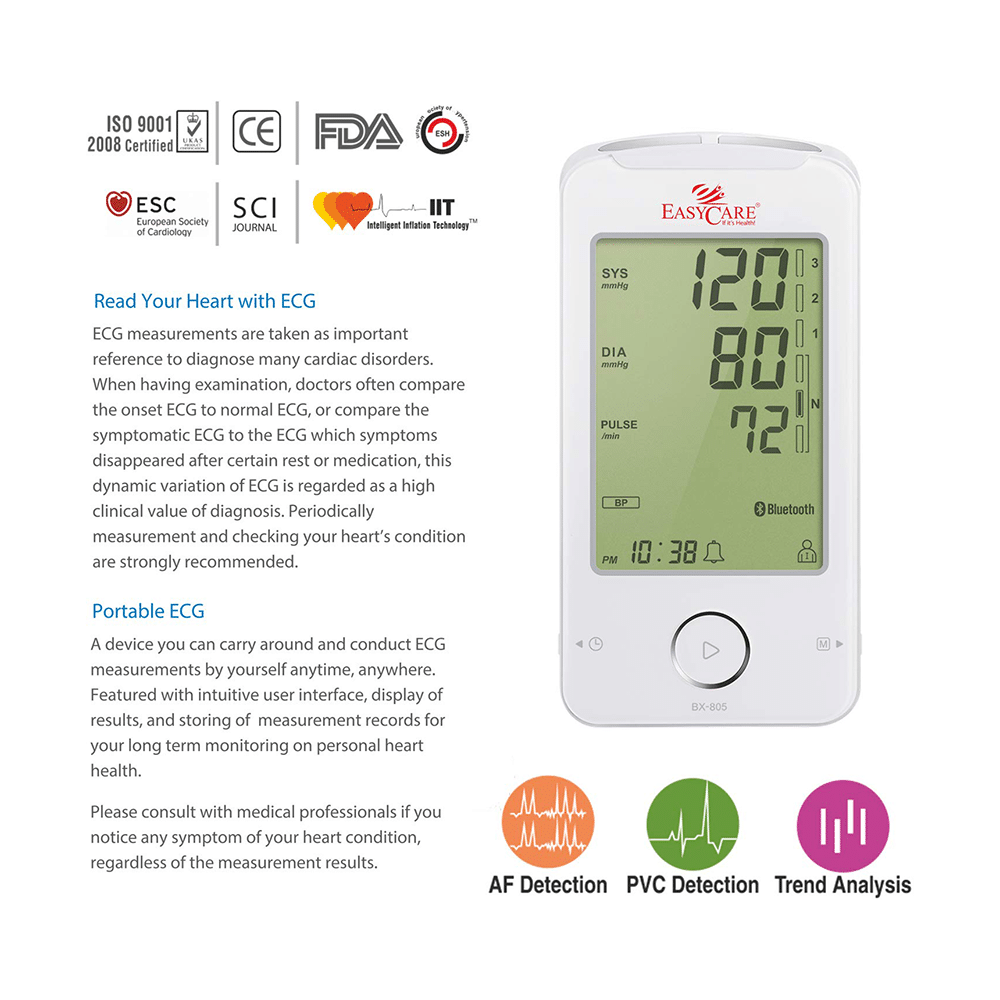 EASYCARE German Tech EC 9990 2 in 1 Multi-Lead ECG with BP Monitor Black - Image 4