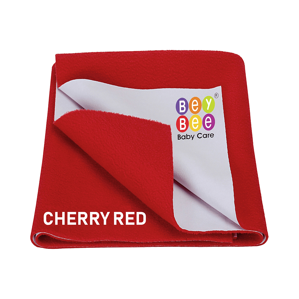 Bey Bee Waterproof Baby Bed Protector Dry Sheet for Toddlers (100cm X 70cm) Medium Cherry Red - Image 1
