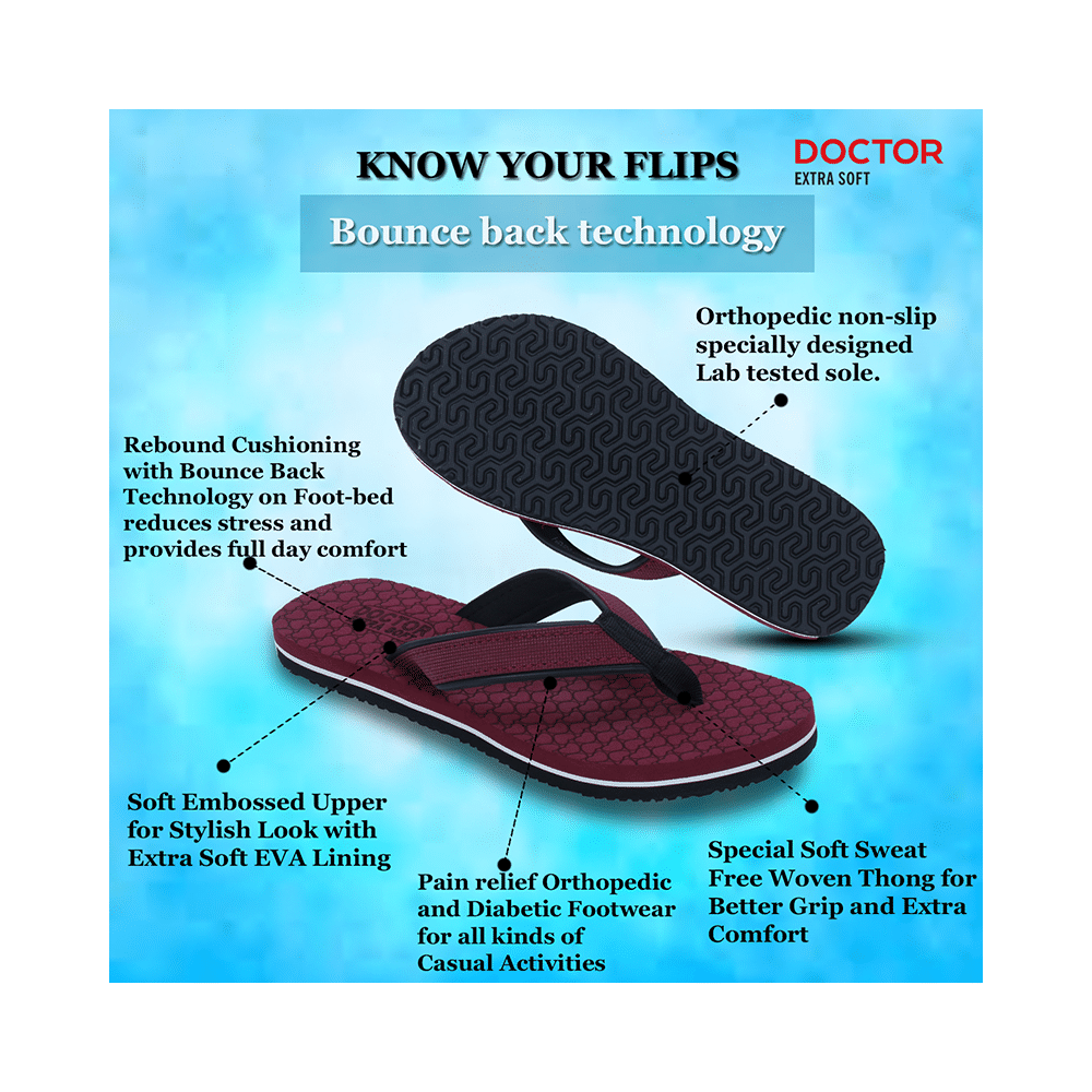 Doctor Extra Soft D 3 Women's Slippers with Bounce Back Technology Orthopaedic and Diabetic MCR Anti-skid Cushion Comfort Maroon 4 - Image 11