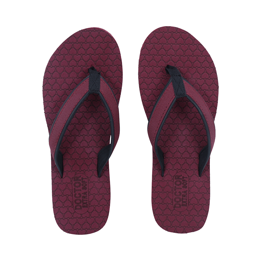 Doctor Extra Soft D 3 Women's Slippers with Bounce Back Technology Orthopaedic and Diabetic MCR Anti-skid Cushion Comfort Maroon 4 - Image 1