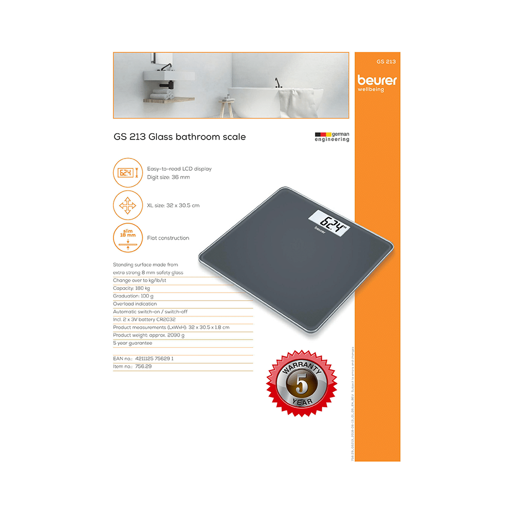 Beurer GS 213 Glass Bathroom/Weighing Scale - Image 2