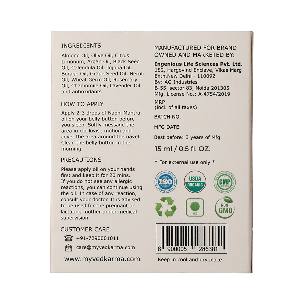 Vedkarma Ayurveda Nabhi Mantra Belly Button Oil for Glowing Skin - Image 2