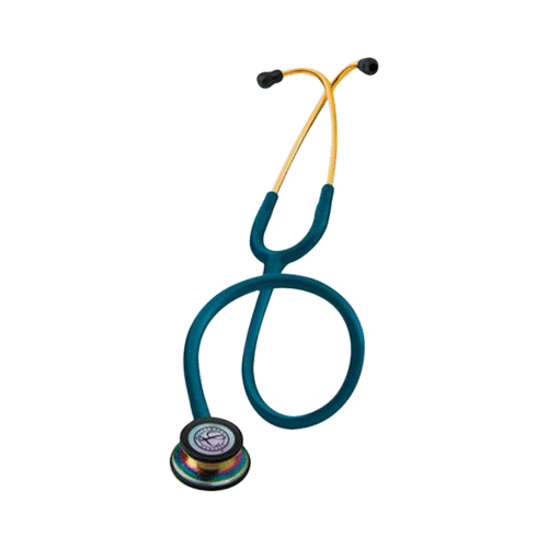 3M Littmann Classic III Stethoscope, Rainbow-Finish, Caribbean Blue Tube, 27 inch, 5807