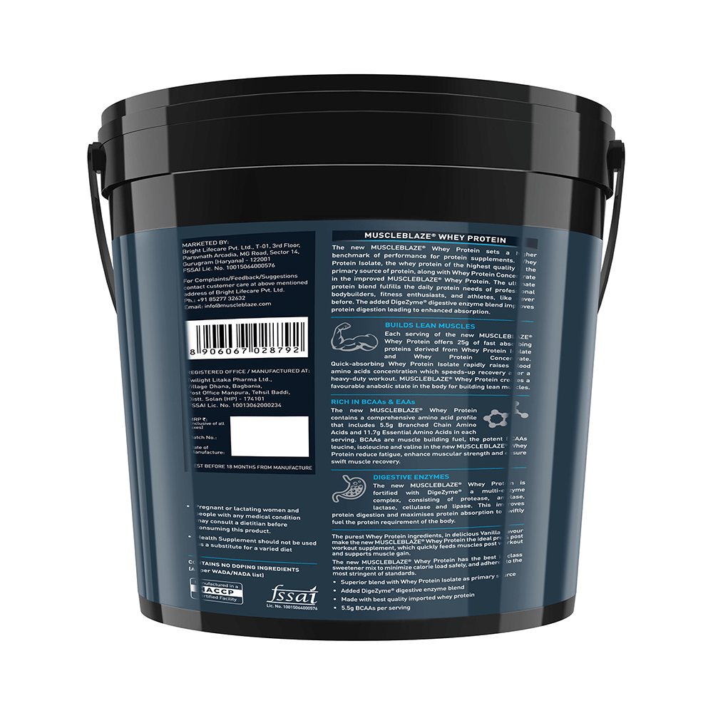 MuscleBlaze Whey Isolate Protein Blend Powder | Added Digestive Enzymes & Glutamic Acid | For Muscle Gain | Supports Nutrition Vanilla - Image 3