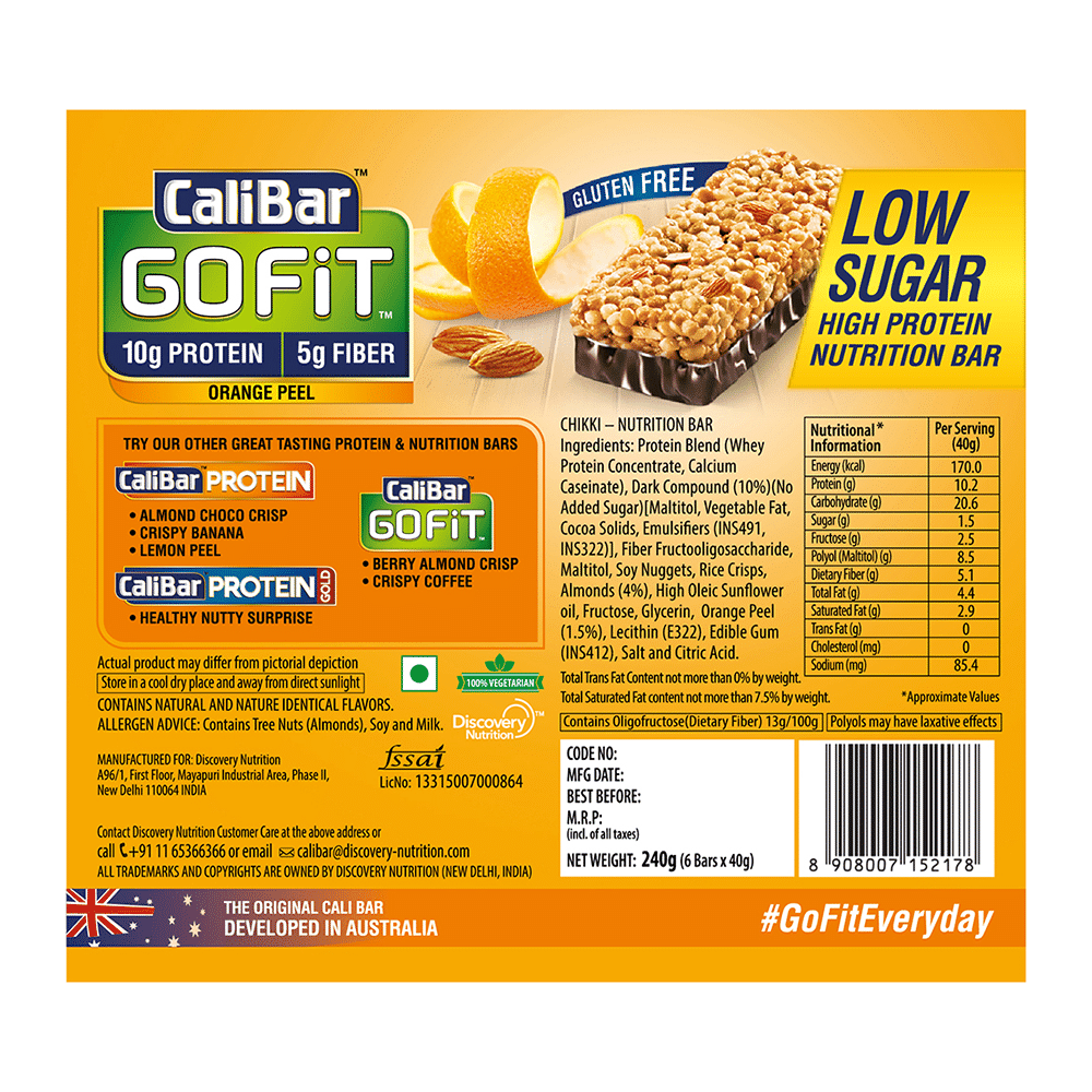 CaliBar Gofit Protein Bar Orange Peel - Image 2