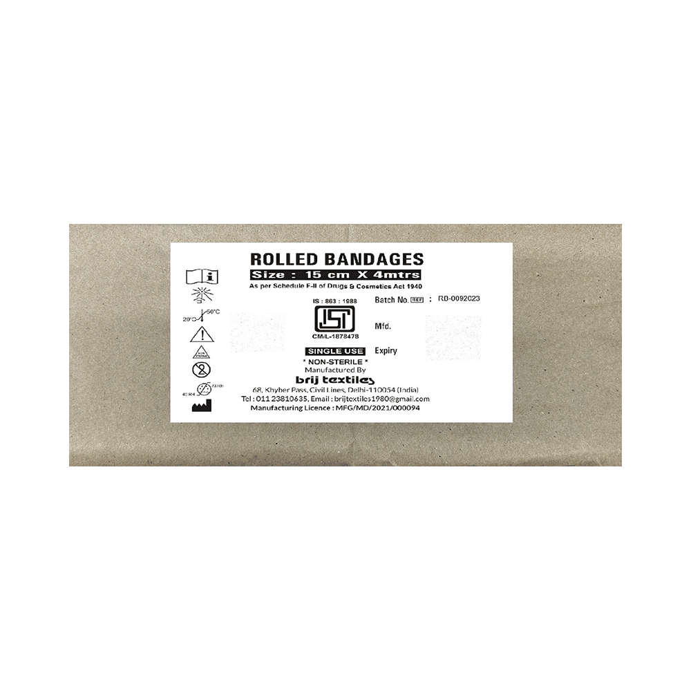 Brij Textiles Cotton Roll Bandage 15cm x 4m