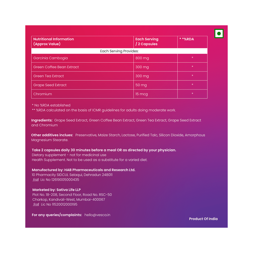 Vesca Garcinia Cambogia Vegetarian Capsule - Image 5