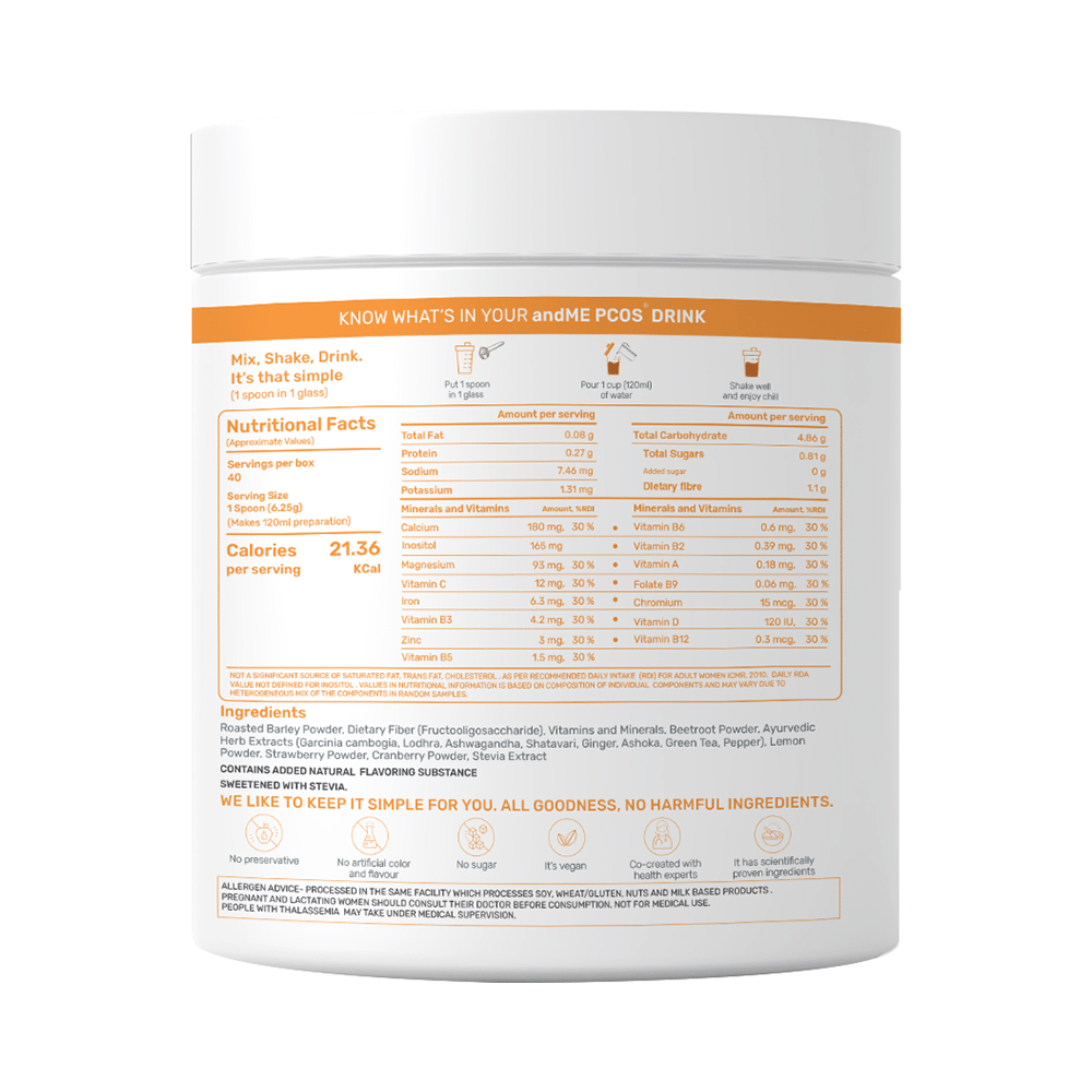 Andme PCOS Drink for Hormonal Balance & Regular Periods (250gm Each) Mixed Berries - Image 5