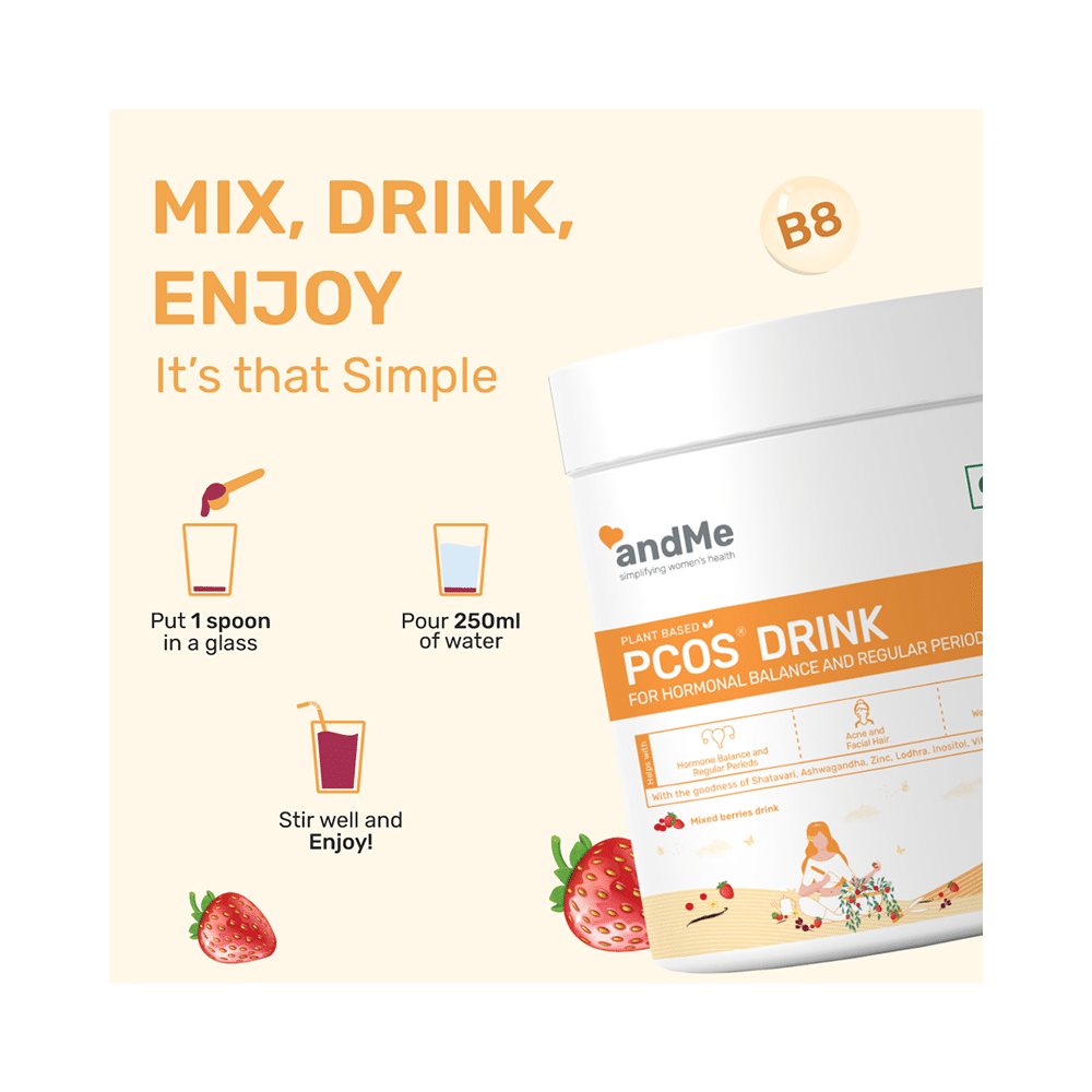 Andme PCOS Drink for Hormonal Balance & Regular Periods (250gm Each) Mixed Berries - Image 3