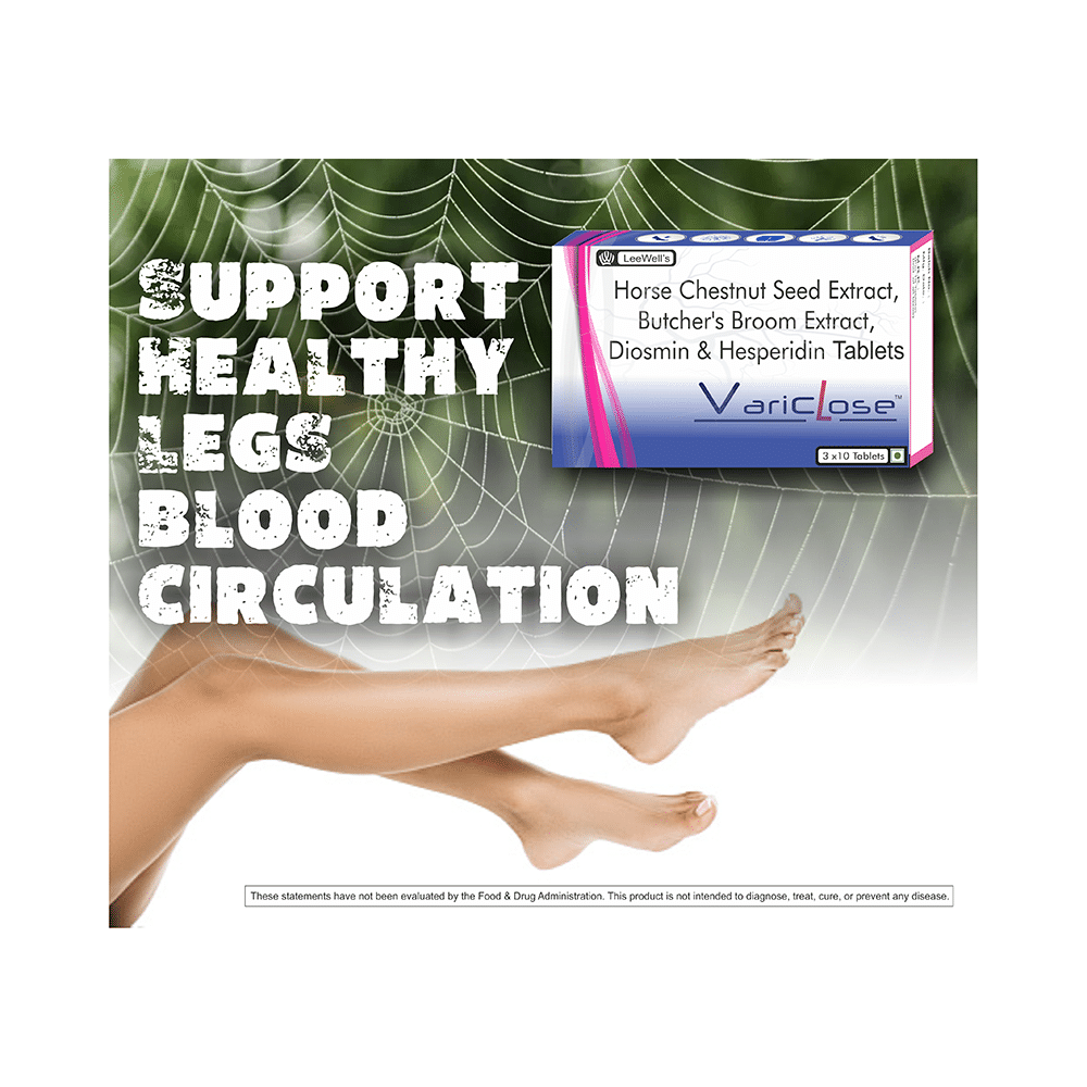Variclose Poor Blood Flow, Micro Circulation Aid for Varicose Veins & Piles - Aescin, Diosmin & Hesperidin Tablet - Image 8