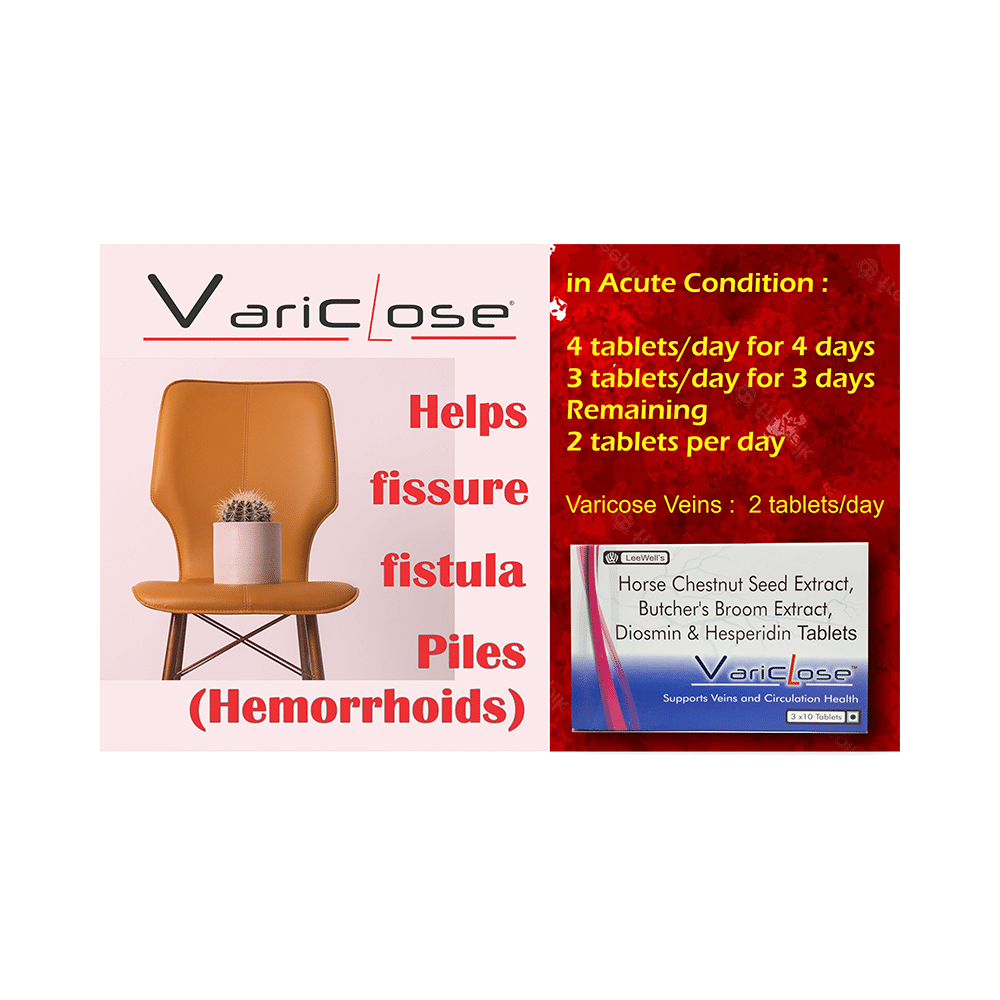 Variclose Poor Blood Flow, Micro Circulation Aid for Varicose Veins & Piles - Aescin, Diosmin & Hesperidin Tablet - Image 6