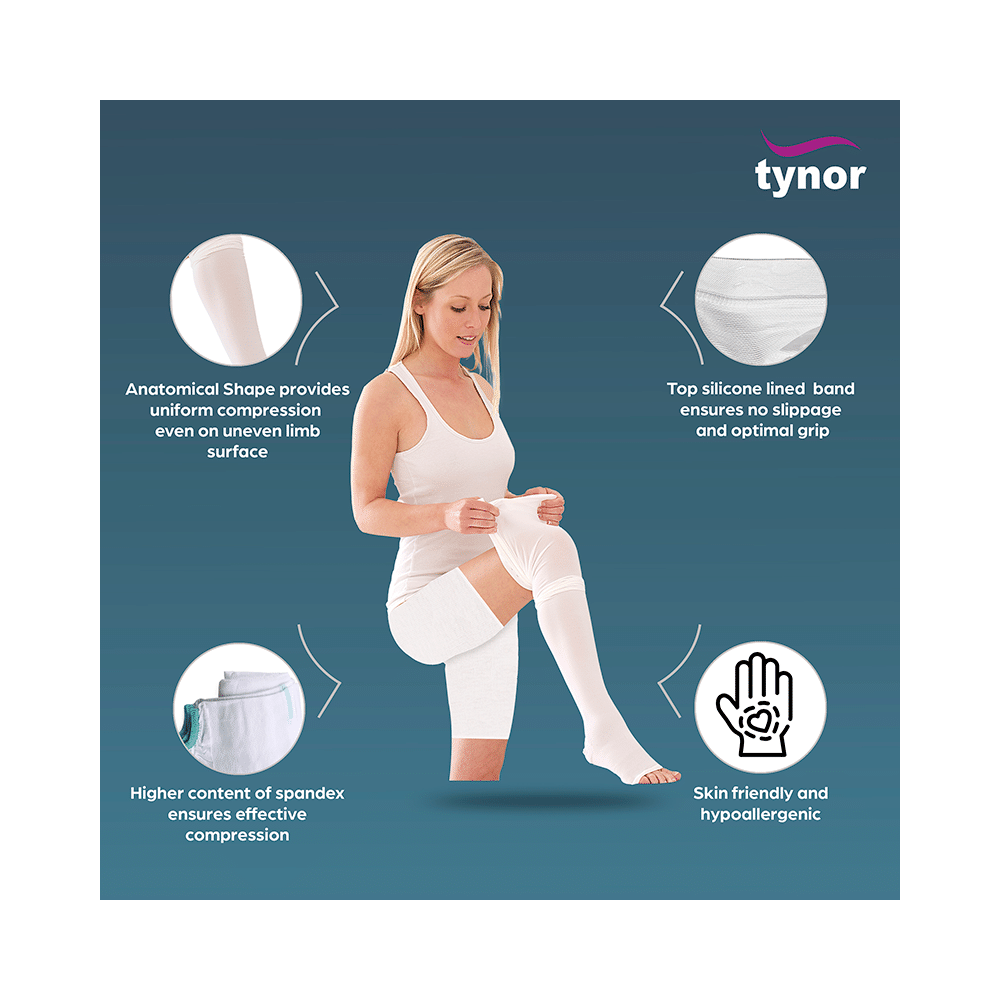 Tynor I66 Medical Compression Stocking Below Knee High Class 1 (Pair) Small - Image 3