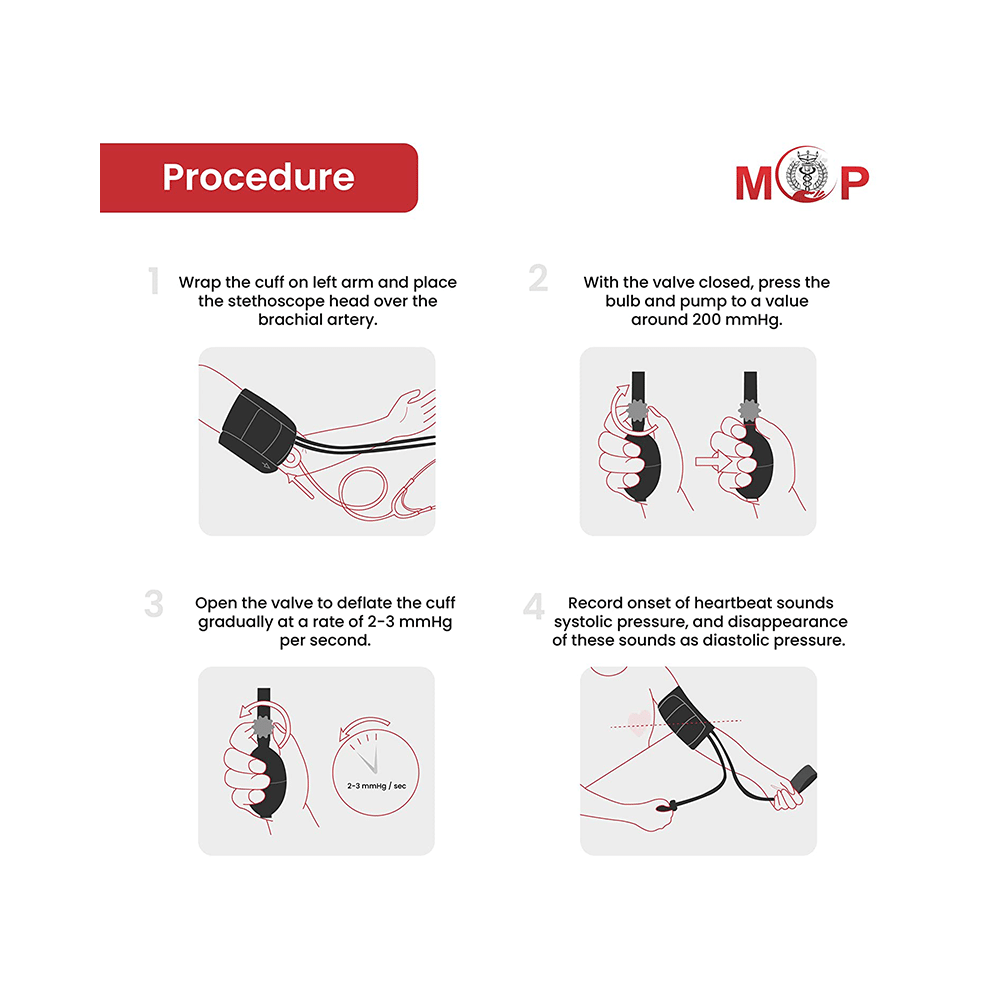MCP Aneroid Type Manual Blood Pressure Monitor Sphygmomanometer Black - Image 5