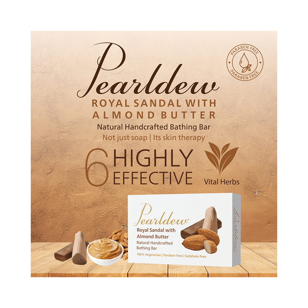 Pearldew Royal Sandal with Almond Butter Natural Handcrafted Bathing Bar (75gm Each) - Image 4