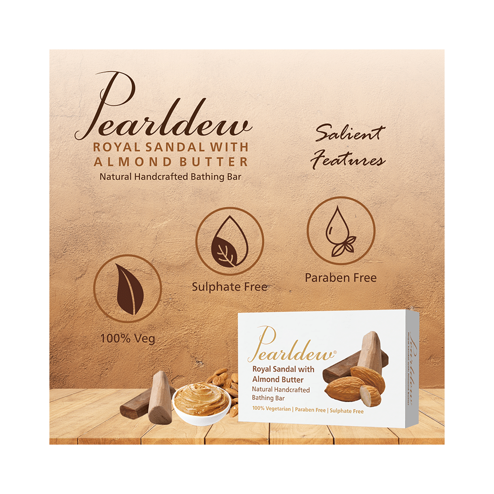 Pearldew Royal Sandal with Almond Butter Natural Handcrafted Bathing Bar (75gm Each) - Image 8