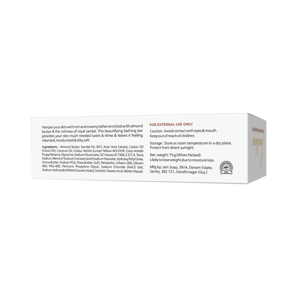 Pearldew Royal Sandal with Almond Butter Natural Handcrafted Bathing Bar (75gm Each) - Image 2