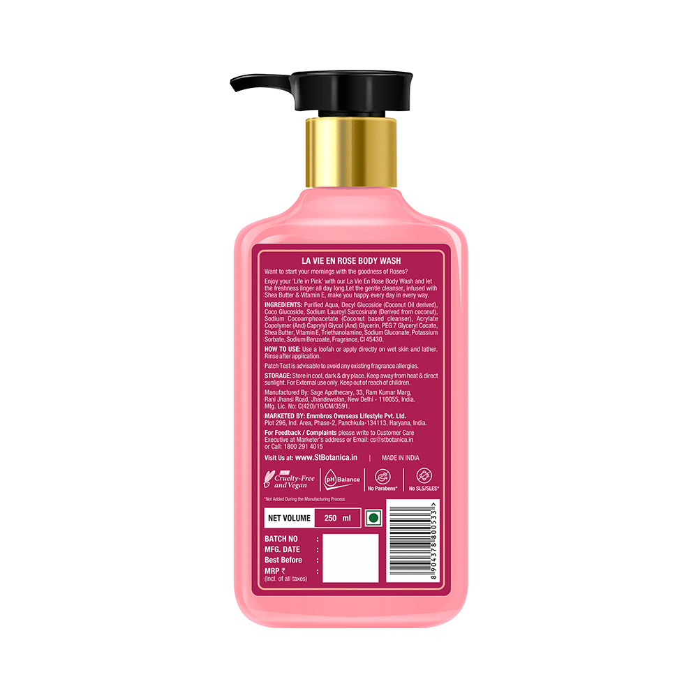 St.Botanica La Vie En Rose with Shea & Vitamin E Body Wash - Image 2