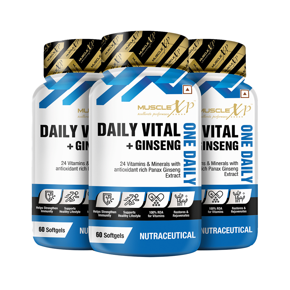 MuscleXP Daily Vital + Ginseng with 24 Vitamins Softgel (60 Each) - Image 1