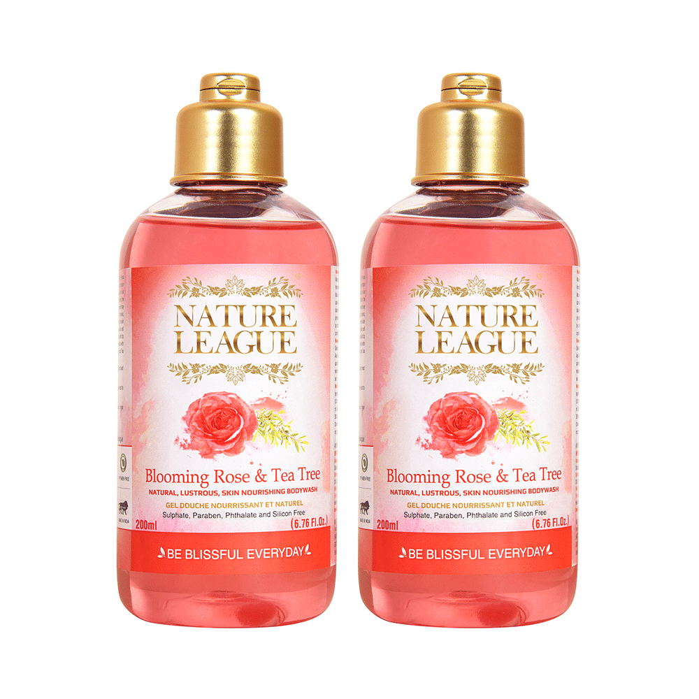 Nature League Blooming Rose & Tea Tree Natural, Lustrous, Skin Nourishing Bodywash (200ml Each)