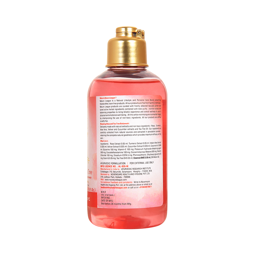 Nature League Blooming Rose & Tea Tree Natural, Lustrous, Skin Nourishing Bodywash (200ml Each) - Image 2