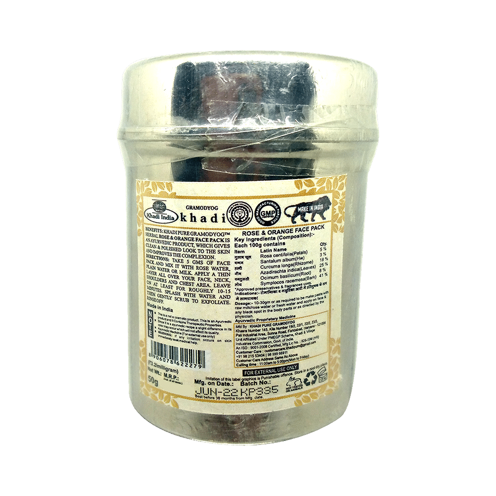 Khadi Pure Combo Pack of Herbal Gold Peel Off Mask & Herbal Rose & Orange Face Pack (50gm Each) - Image 3