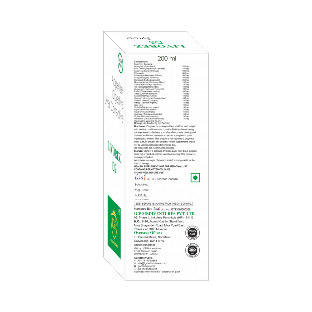 IGP Mediventures Livorez DS Syrup Sugar Free - Image 2