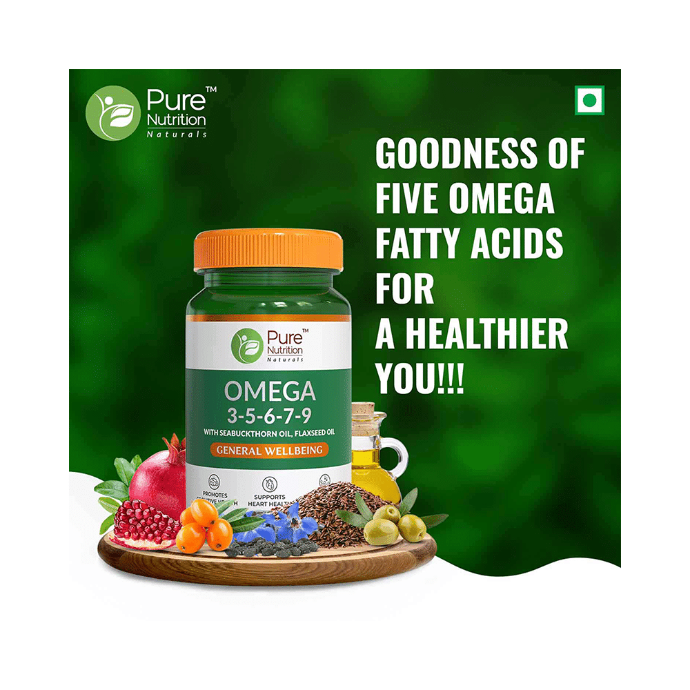 Pure Nutrition Omega 3-5-6-7-9 with Seabuckthorn & Flaxseed Oil | Veg Softgels for Heart & Brain Health - Image 4