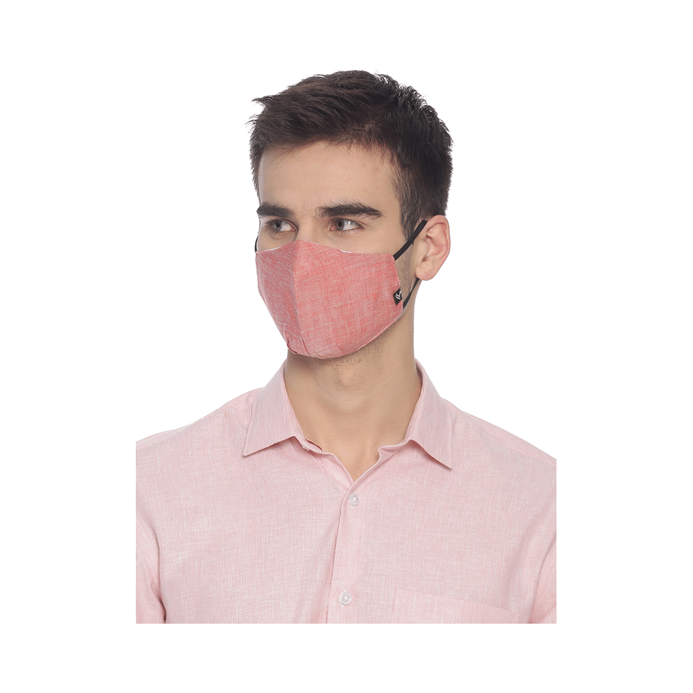 Linen Club 3 Layered Reusable Outdoor Protection Mask Red R8 - Image 2