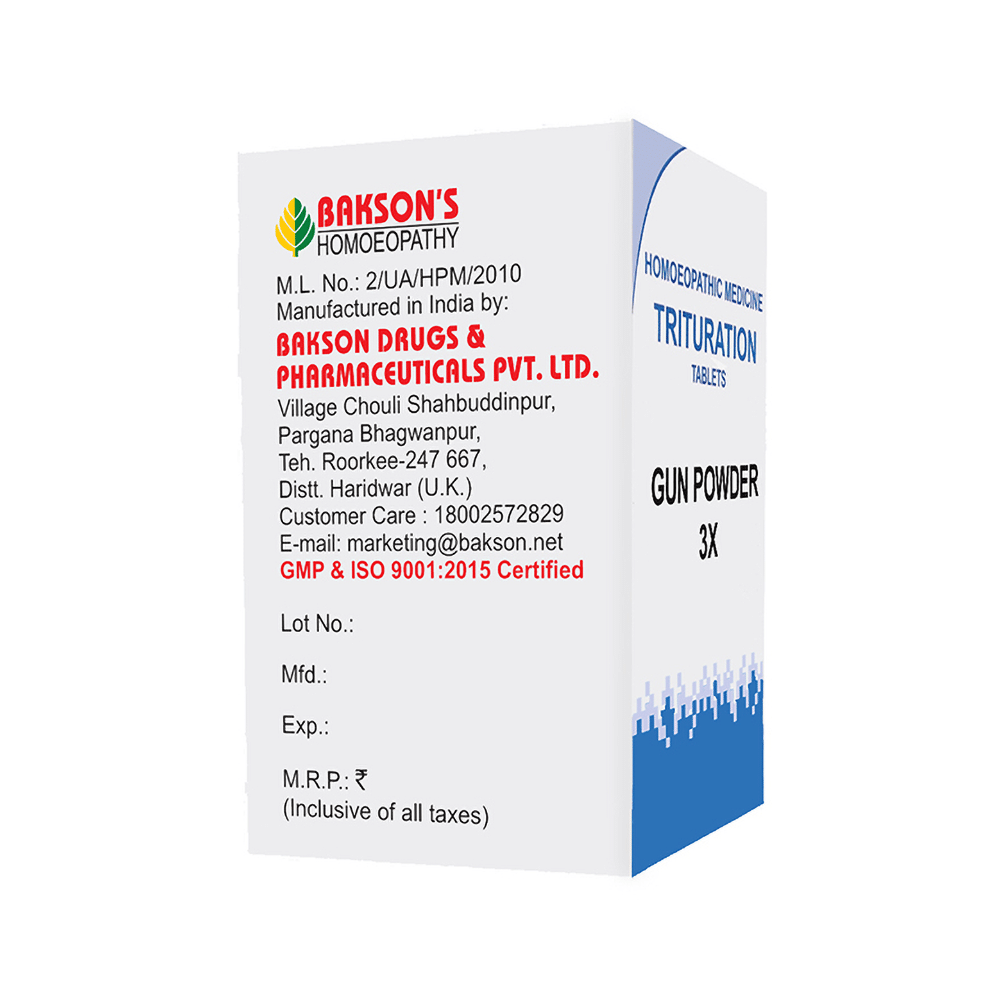 Bakson's Homeopathy Gun Powder Trituration Tablet 3X - Image 2