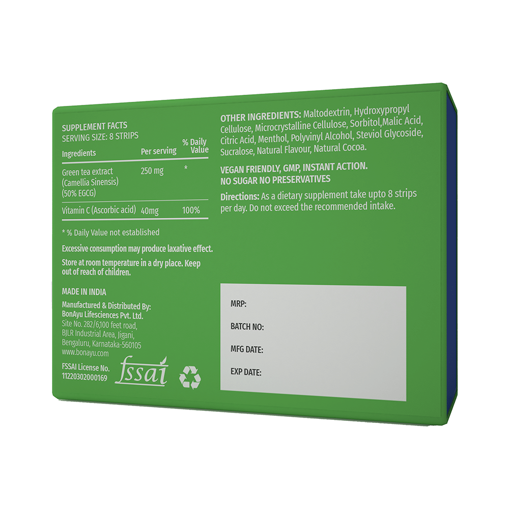 BonAyu Green Tea Extract Mouth Dissolving Strip Cardamom Raspberry - Image 6