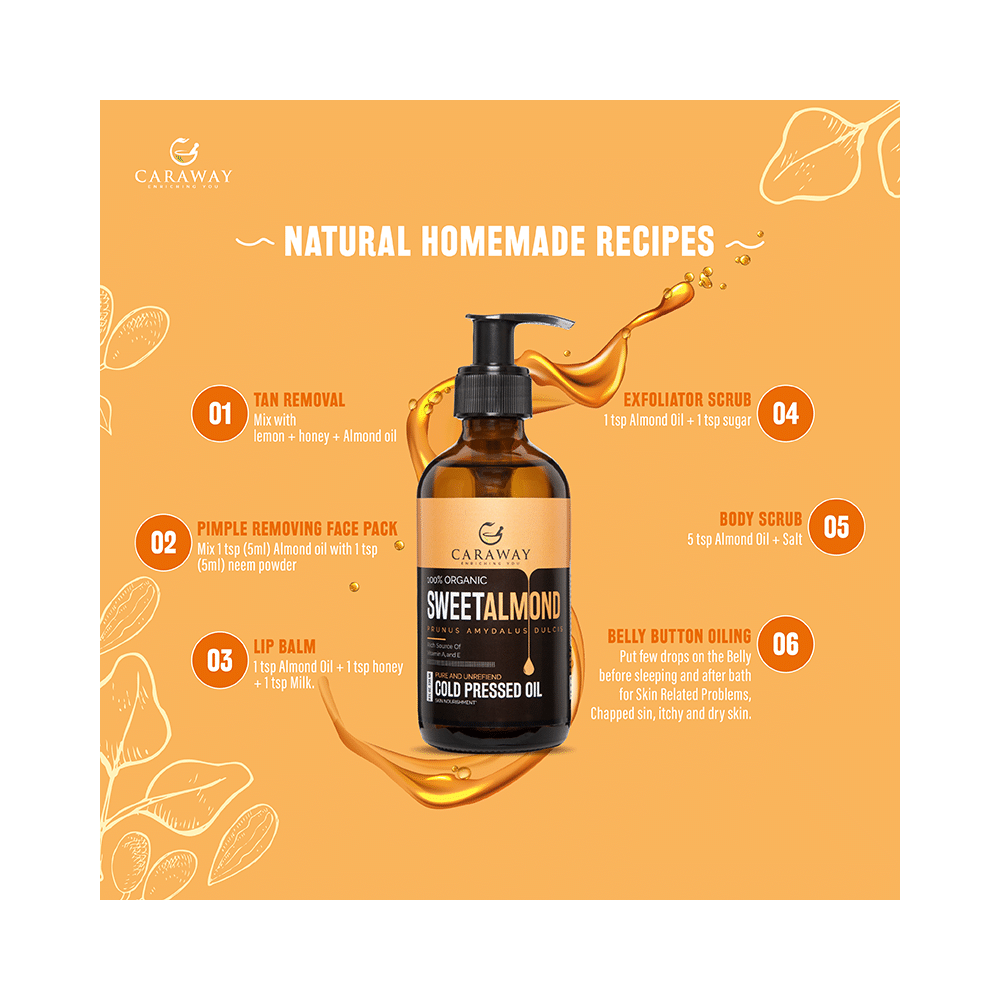 Caraway 100% Organic Sweet Almond Cold Pressed Oil - Image 4