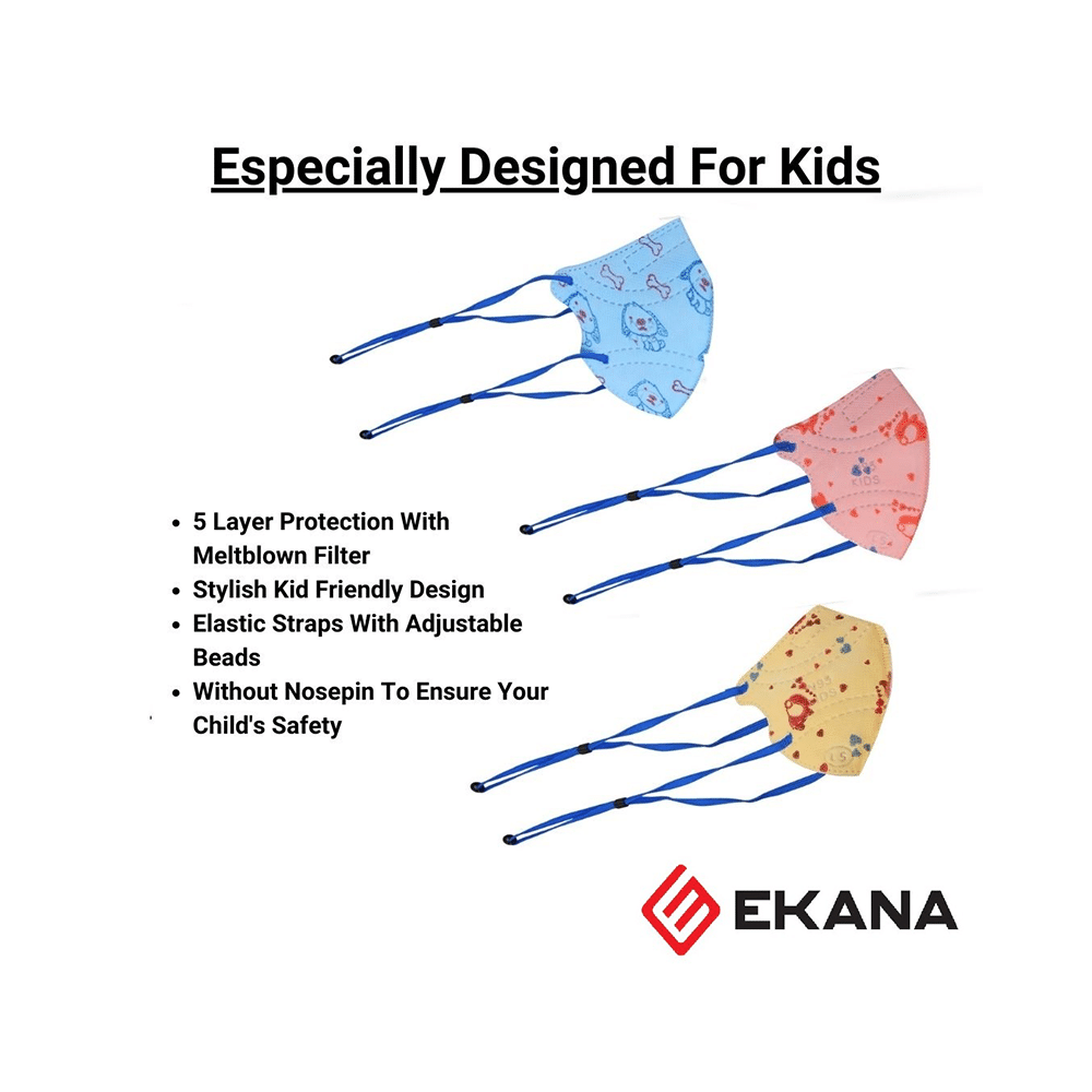 Ekana Kids N95 Head Loop Printed Mask Orange, Blue, Yellow - Image 2