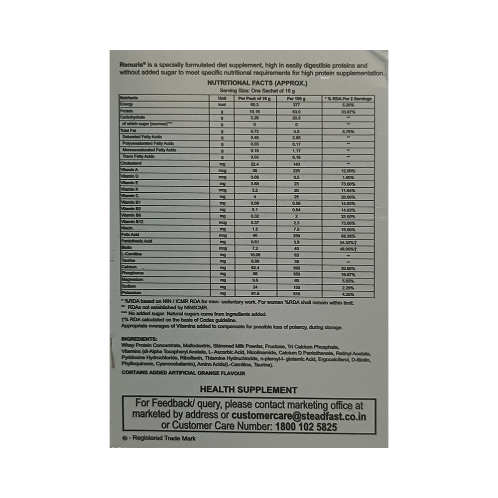 Renuris Specialised Nutrition Powder Orange Gluten Free - Image 2