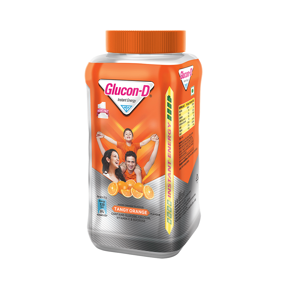 Glucon-D with Glucose, Calcium, Vitamin C & Sucrose | Nutrition Booster Tangy Orange