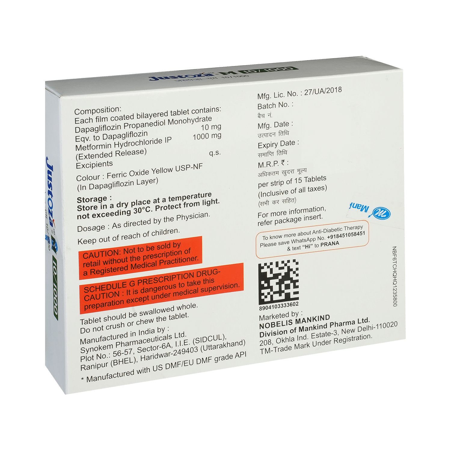 Justoza M 10mg/1000mg Tablet ER - Image 3