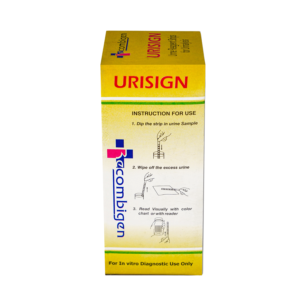 Recombigen Urisign 4 Parameter Reagent Test Strips for Glucose, Protein, Ketone, Micro Albumin Analysis - Image 2