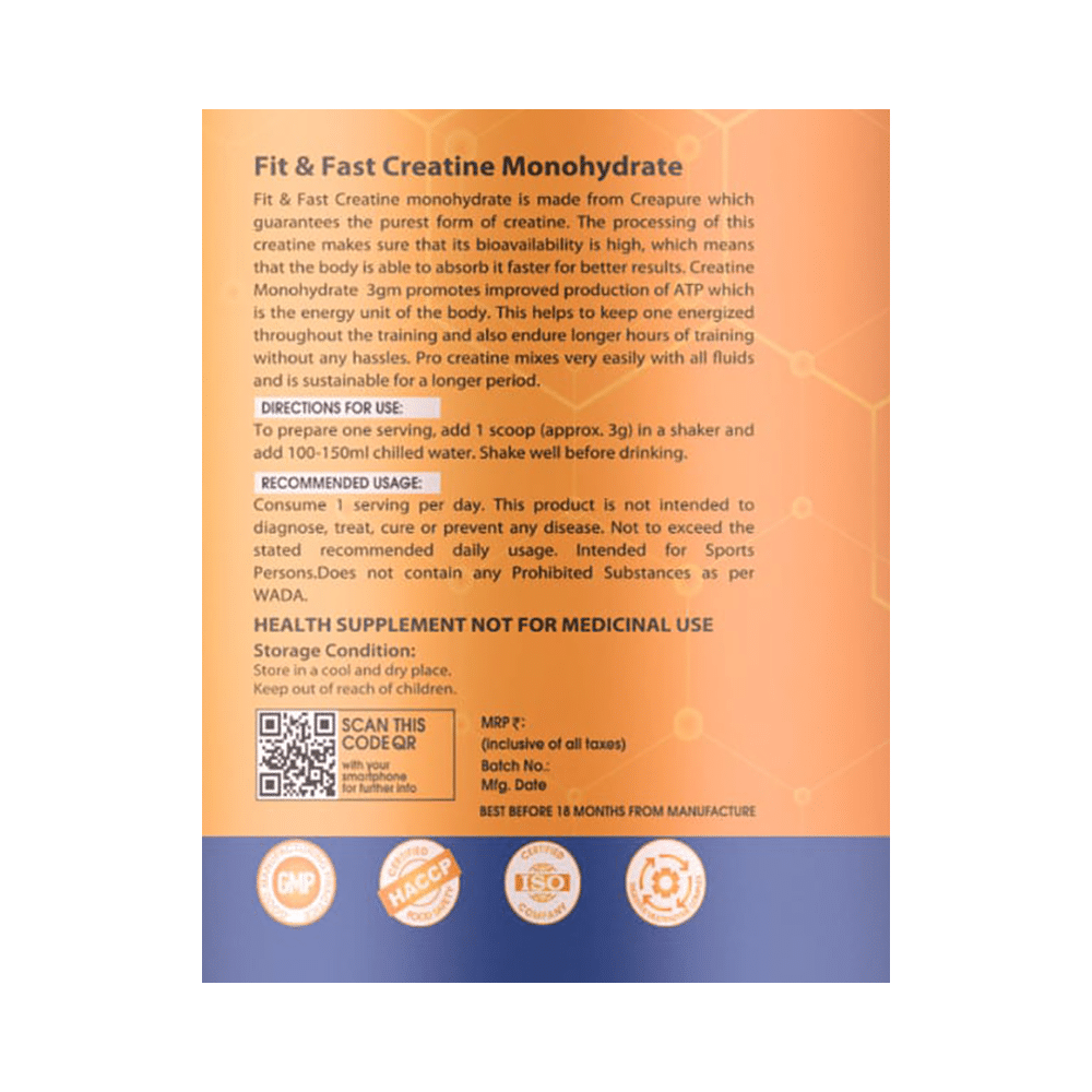 Fit & Fast Creatine Monohydrate Powder - Image 4