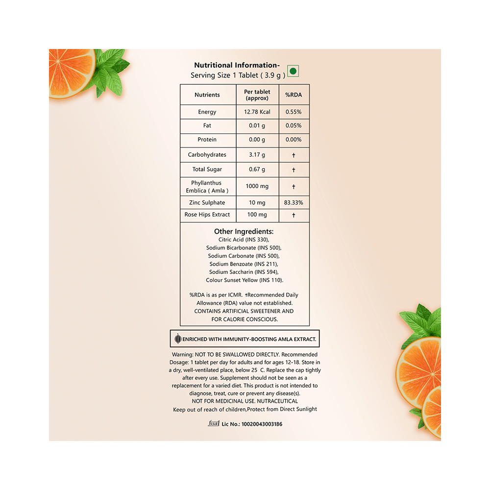 Azani Active Nutrition Natural Vitamin C and Zinc Immunity+ Effervescent Tablet (20 Each) Orange - Image 7