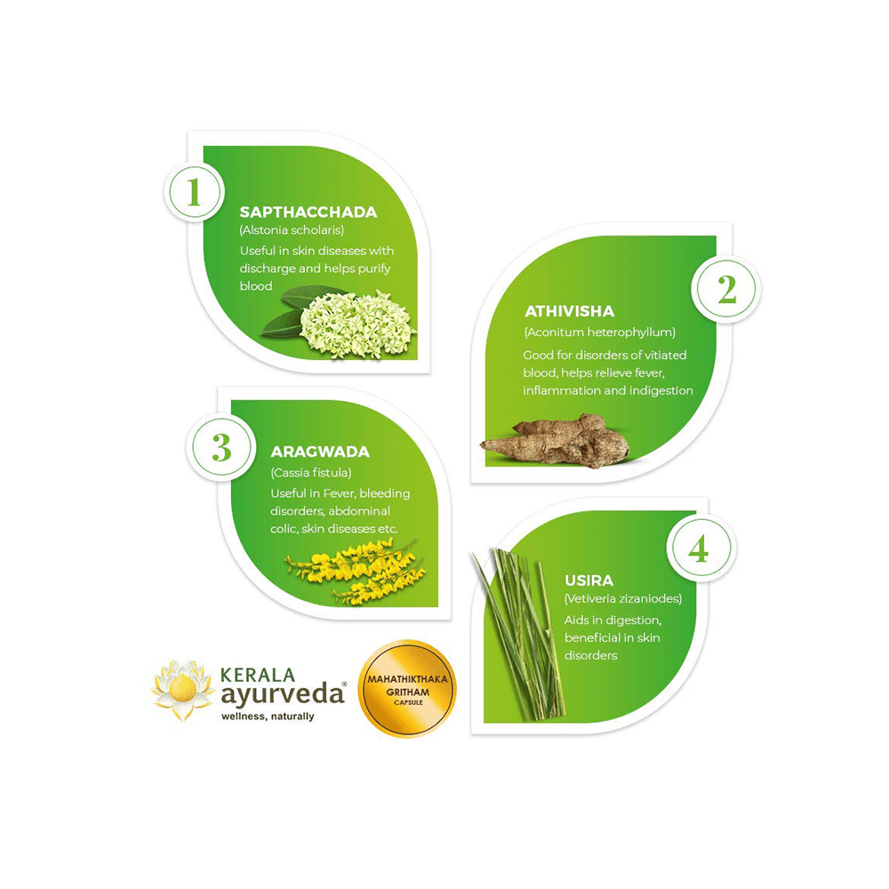 Kerala Ayurveda Mahathikthaka Gritham Capsule |  For Blood Purification, Skin & Gut Health - Image 4